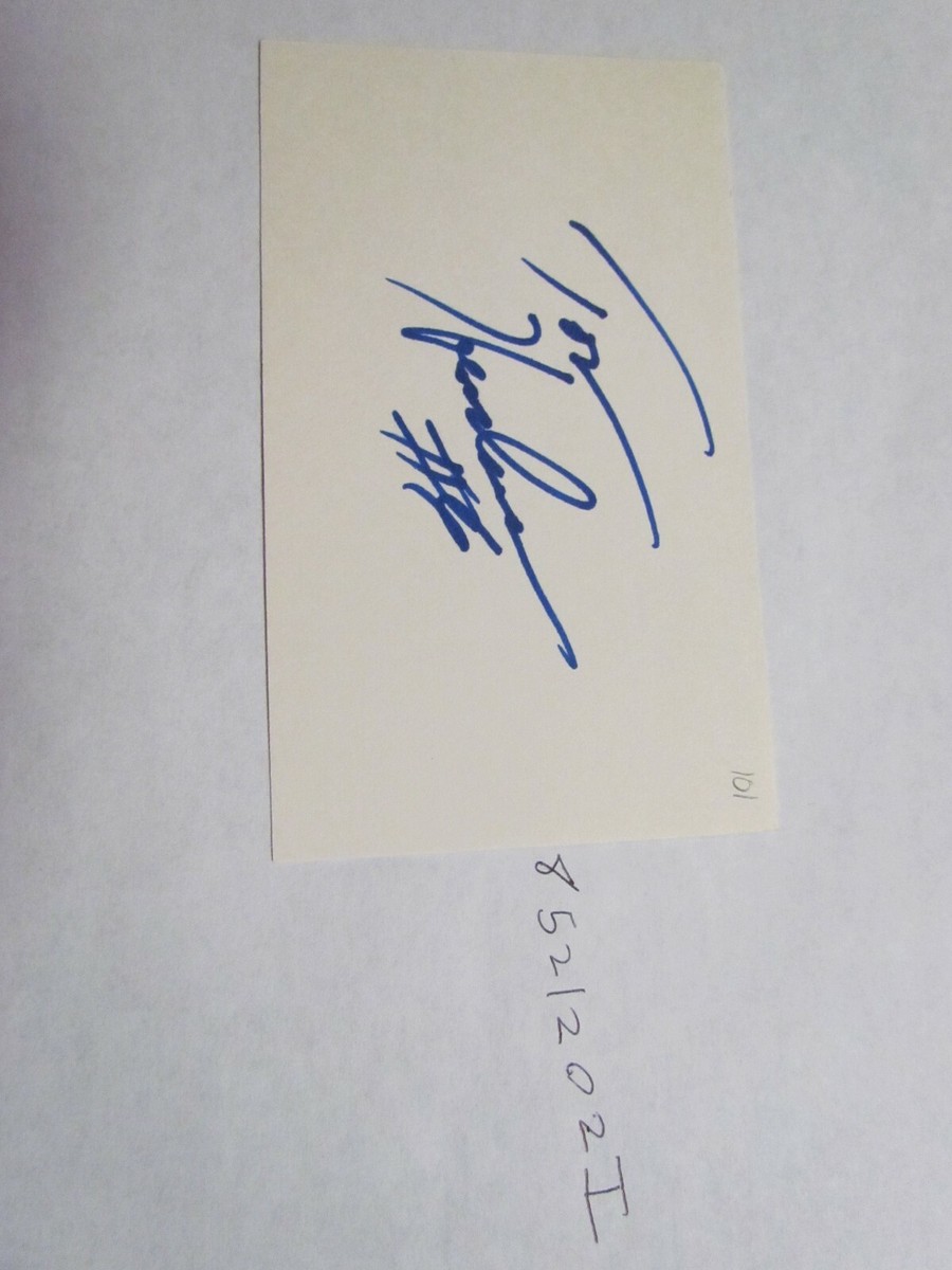 TOM TOMMY HEINSOHN SIGNED INDEX CARD BECKETT PRE-CERTIFIED