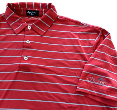 Byron Nelson DRI-WAY Golf Red  Gray Polo Shirt Size Large  CASCADES COUNTRY CLUB