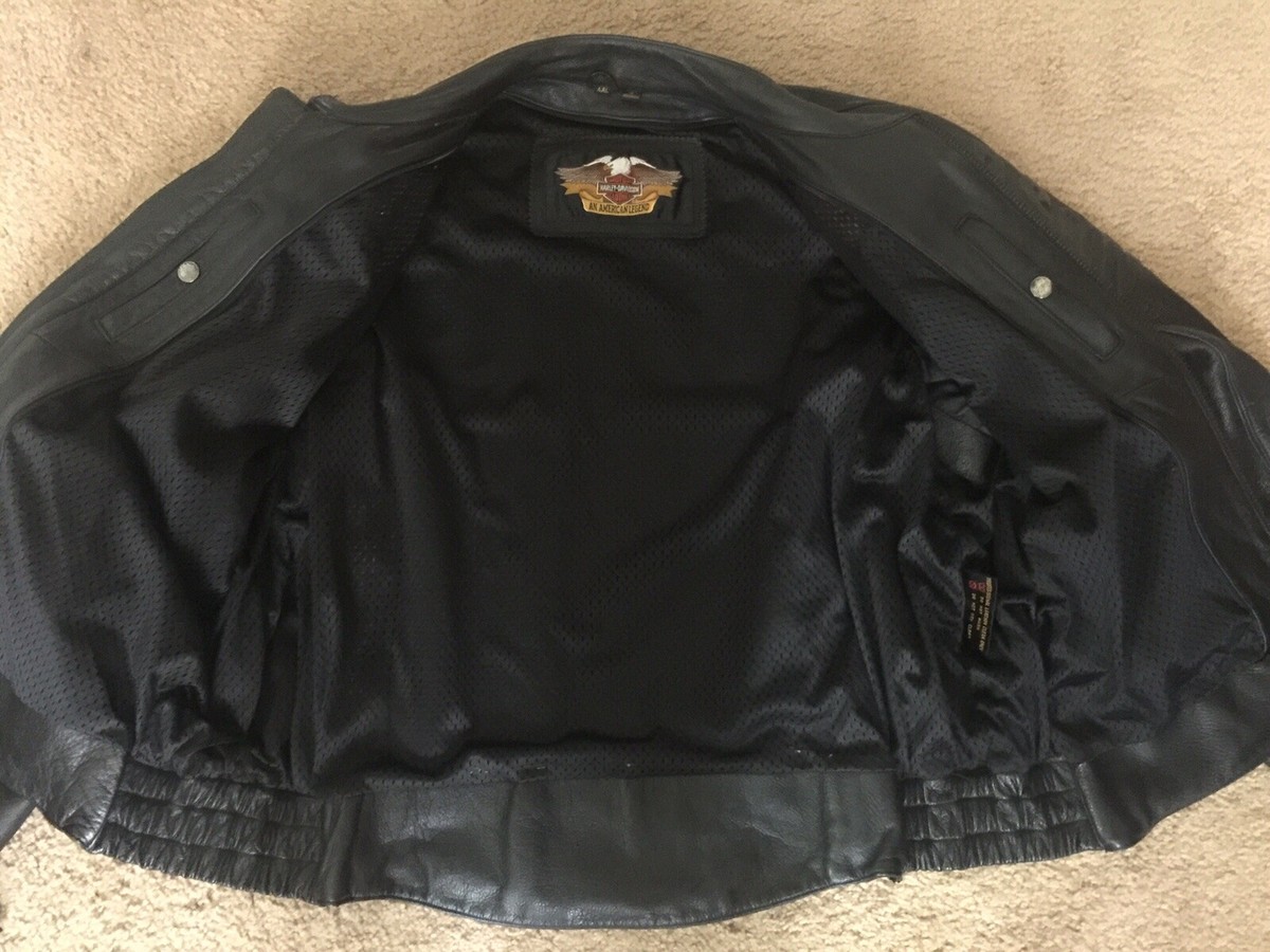 Harley-Davidson Men's Black Leather Vented Jacket XXL Over Pants