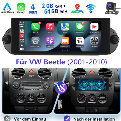 Android 14 64G Autoradio Für VW Beetle 2001-2010 Carplay Kamera GPS NAVI WIFI BT