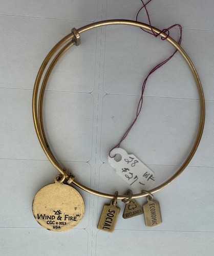 Wind & Fire Expandable Stackable Metal Bracelet YOLO Antique Gold Tone New - Picture 3 of 3