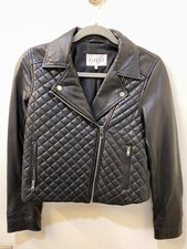 Claudie Pierlot Women’s Quilted Leather Motorcycle Jacket Black Size Eu 38/us 6