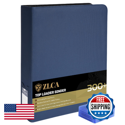 ZLCA 9-Pocket Top Loader Trading Card Binder Holds 324 Cards Blue