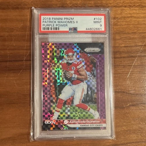 2018 Panini Prizm Patrick Mahomes II #102 Purple Power Prizm /49 Chiefs PSA 9
