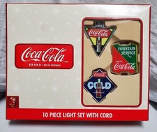 COCA COLA 10 PIECE CORDED LIGHT SET-VINTAGE SIGNS - NIB