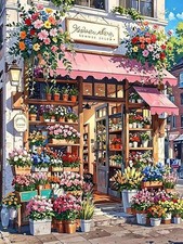 Wind Flower Shop Diamond Art Kits for Adults, 5D Flowers Diamond Painting Kits..