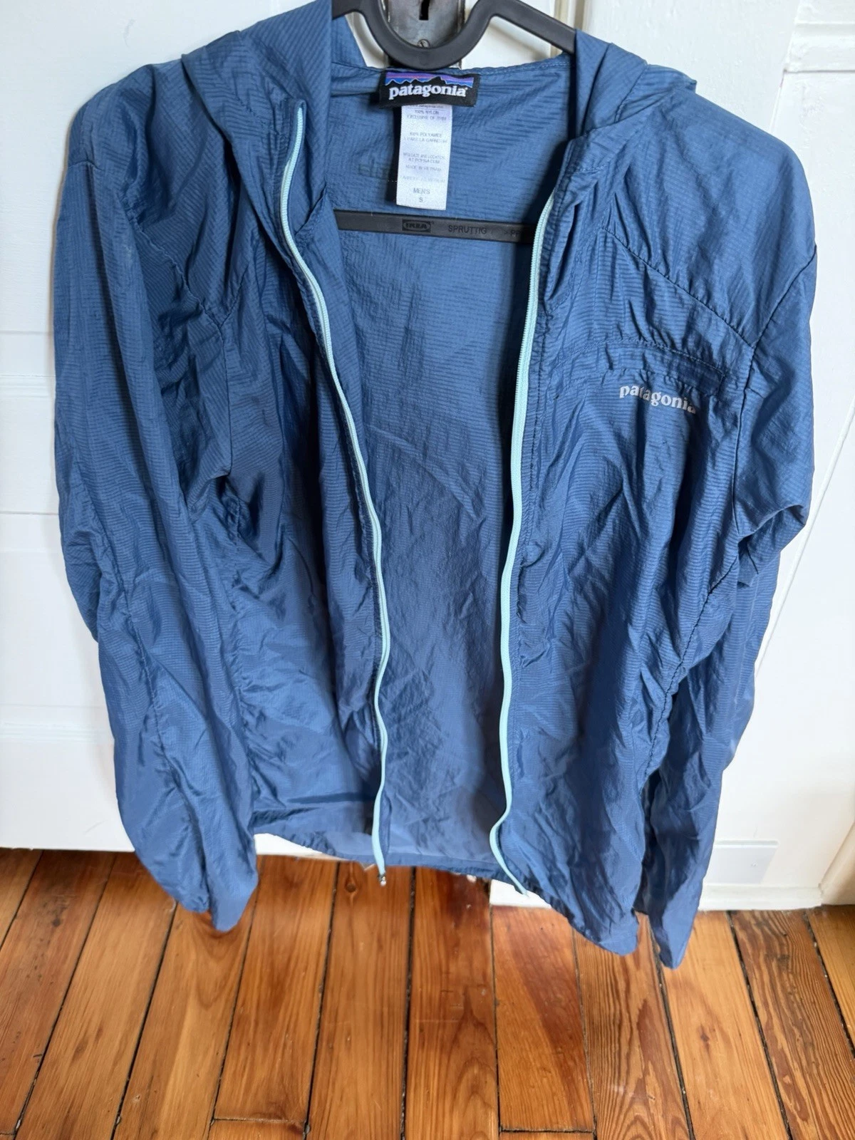 Patagonia Houdini Pullover Mens Small Blue Hooded Jacket