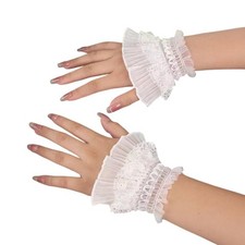 Hand Sleeve Wrist Cuffs Floral Lace Elastic Wedding Party Decoration White