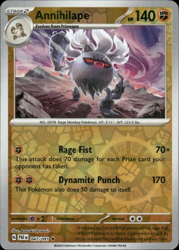 Annihilape Paldean Fates 047/091 Rare Reverse Holo Pokémon — English NM