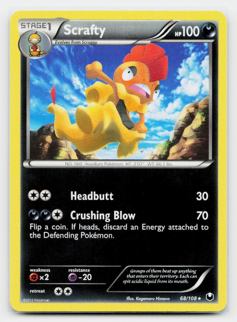 Scrafty Rare Dark Explorers 68/108 Pokemon TCG
