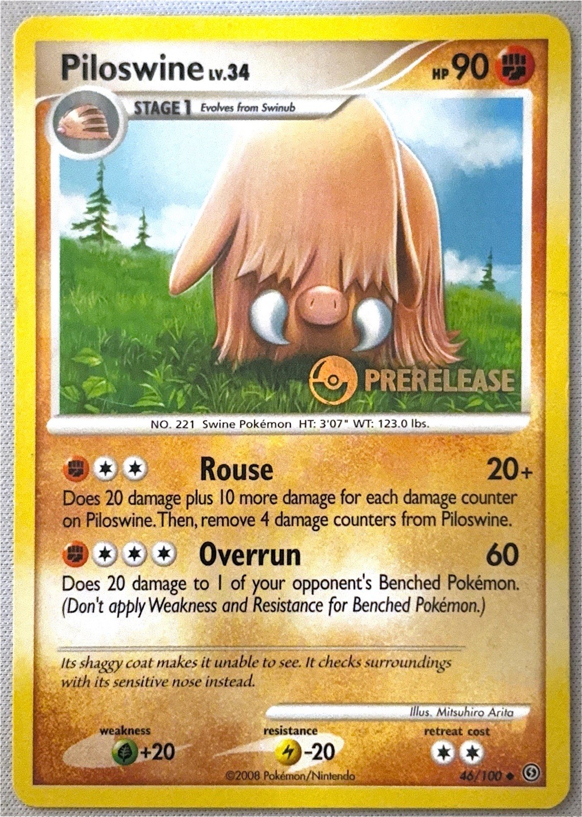 Piloswine 46/100 Stormfront PRERELEASE Pokemon Card Non-Holo Excellent Condition