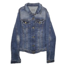 Veste en Jean ZARA Femme Bleue, Coton Mélangé, Boutons, Classique Décontractée
