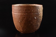 R1683: Japanese Shigaraki-ware Youhen pattern TEA BOWL Green tea tool