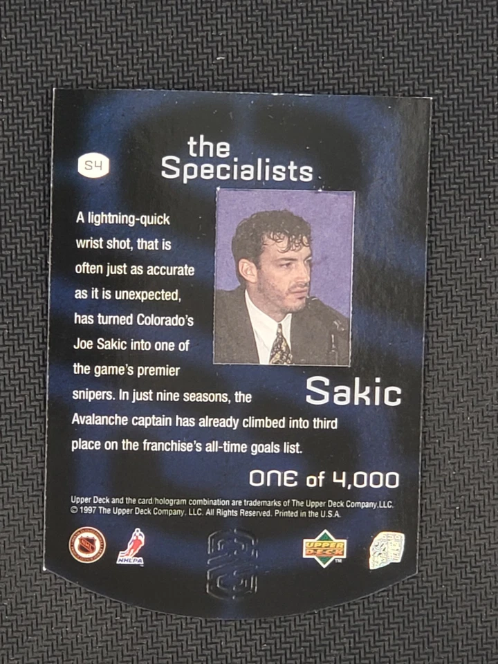 1997-98 Upper Deck The Specialists /4000 Joe Sakic #S4 HOF - Image 2 of 2