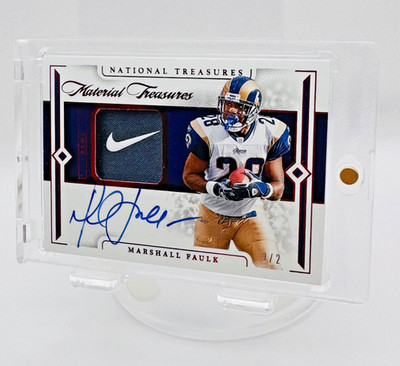 2024 National Treasures Marshall Faulk Nike Swoosh Patch Auto 2/2 Rams SSP HOF