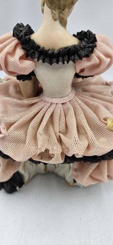 Vintage Dresden Porcelain Lace Ballerina Seated Figurine Germany READ - Picture 8 of 16