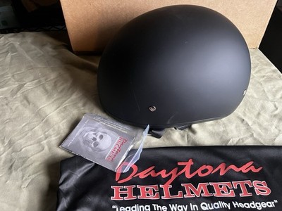 DOT Approved Daytona Helmets Half Skull Cap Motorcycle Helmet - Matte Black SZ L