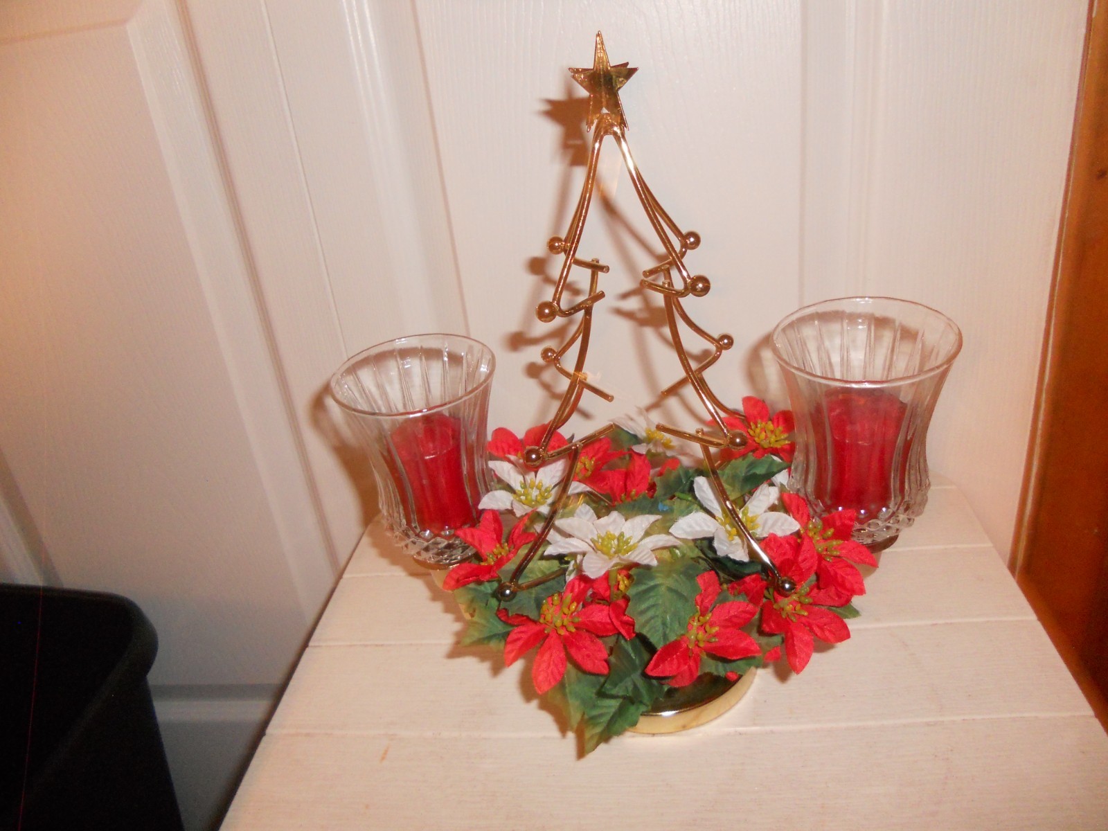 Vintage HOMCO Metal Christmas Tree Candle Holder Home Interiors 5425 Golden