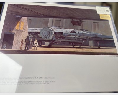Vintage 1977 Star Wars Druck von Ralph McQuarrie Kunst Millennium Falcon Mos Eisley