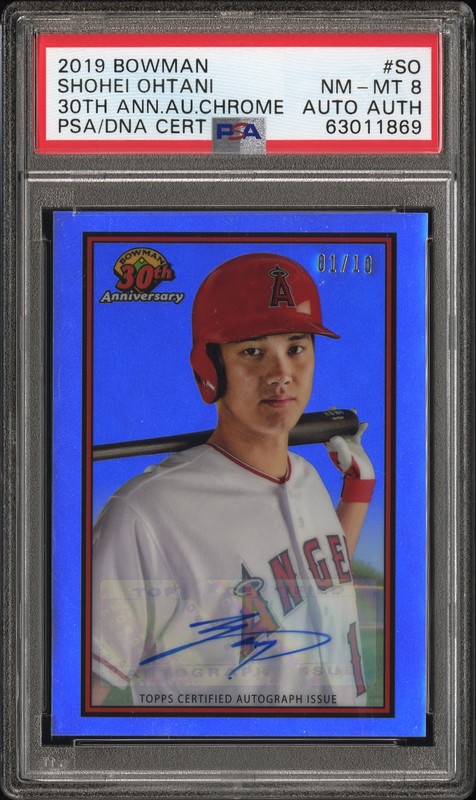 2019 BOWMAN 30TH ANNIVERSARY AUTO CHROME SHOHEI OHTANI 1/10 PSA 8 AUTO AUTHENTIC
