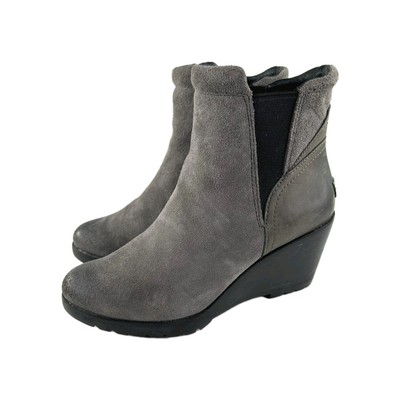 Sorel Women's After Hours Chelsea Boot US 8.5 Gray Suede Wedge Ankle Booties 