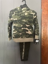 Under Armour Boys Rival AOP Camo Hoodie Jogger Set Size 6 Marine OD Green NWT