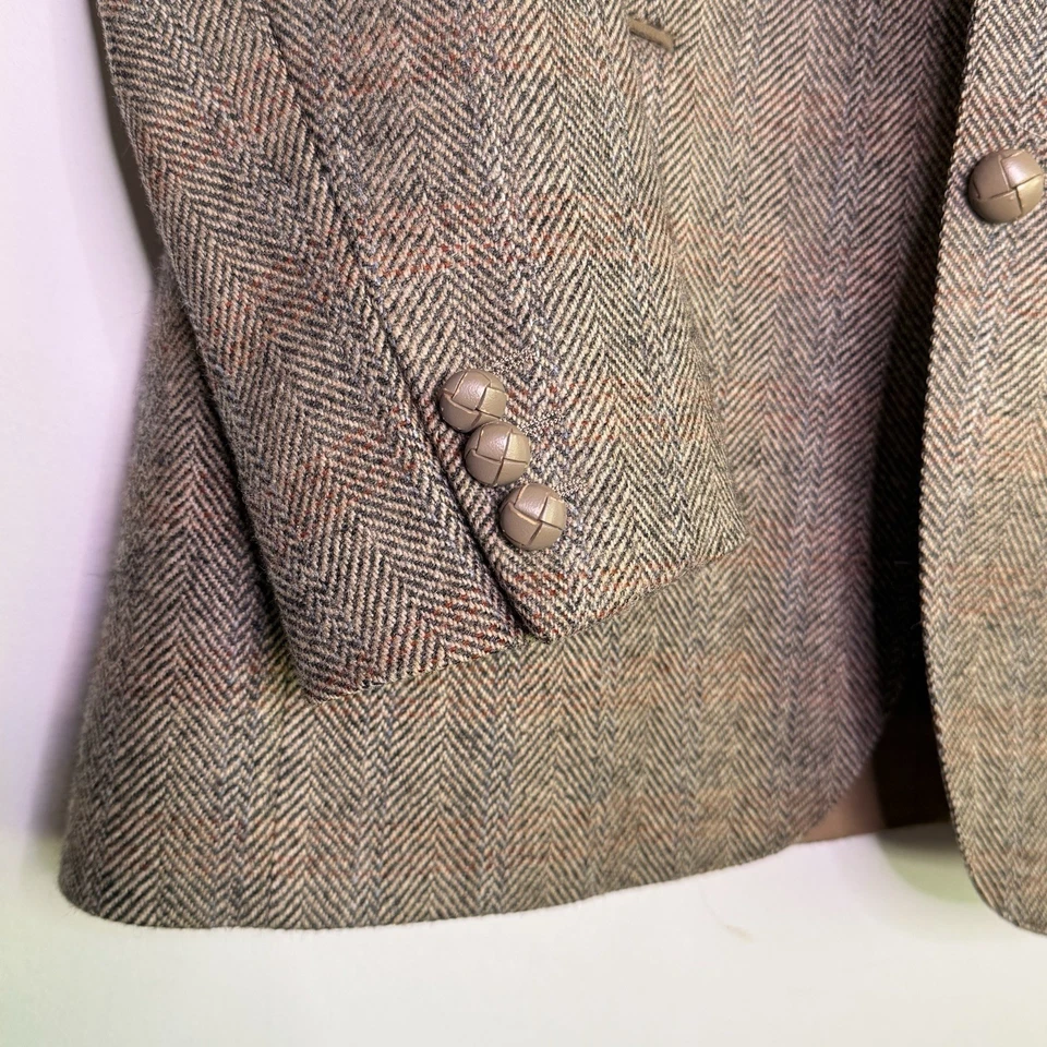Blazer Abrigo Deportivo Vintage Años 80 Jaeger Gran Bretaña Lana Espiga Tweed 50R EU Foto 4 de 4