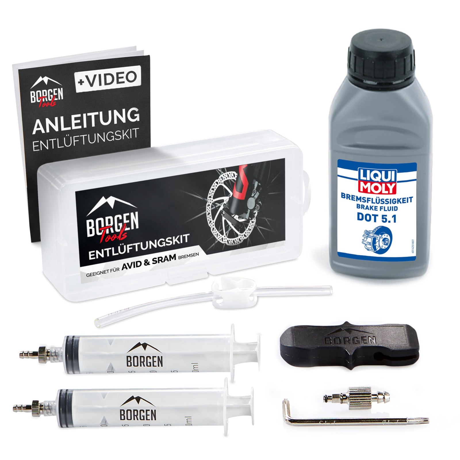 Borgen Kit spurgo Freni Adatto per AVID-SRAM Disco Idraulici │ Kit (m2V)