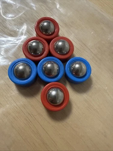 Vintage Ideal Rebound Game 4-Red & 3- Blue Replacement Roller Pucks *PUCKS ONLY*
