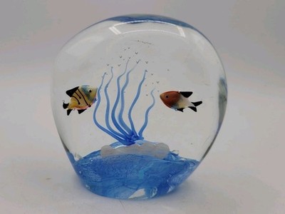Signed Ripa De Monti? Murano Art Glass Fish Aquarium Paperweight Sculpture