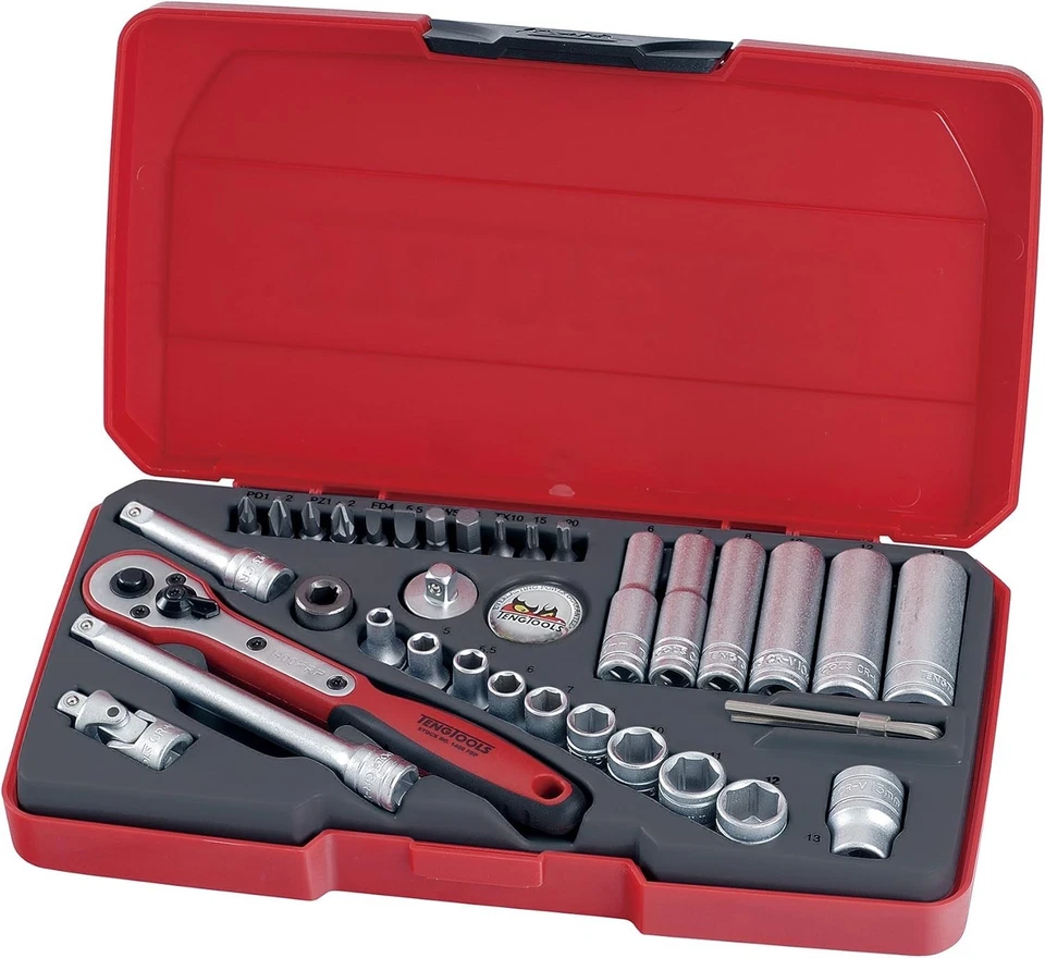 Versatile 36-Piece Socket Set with 1/4 Inch Drive - Chrome Finish & Accessories - Image 2 of 2