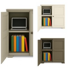 Armadio Basso 2 Ante da Esterno Mobile in Plastica Effetto Legno Balcone