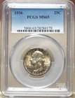 1936 WASHINGTON QUARTER PCGS MS65 284179 - NICELY TONED REVERSE