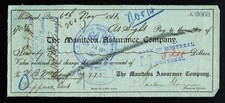 Vintage Cheque The Manitoba Assurance Company November 1911