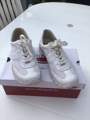 Weiße Gabor Rollingsoft Schuhe Damenschuhe Sneaker Schnür Halbschuhe Gr. 38,5