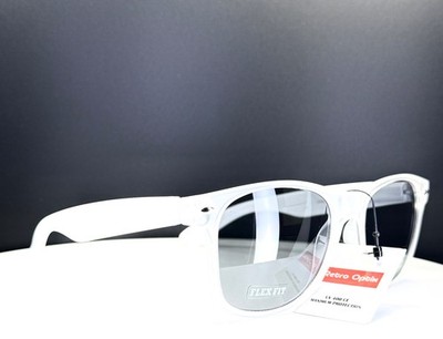 RETRO OPTIX WF01 MTPST Womens Clear Classic Square Full Rim Sunglasses Grey Lens