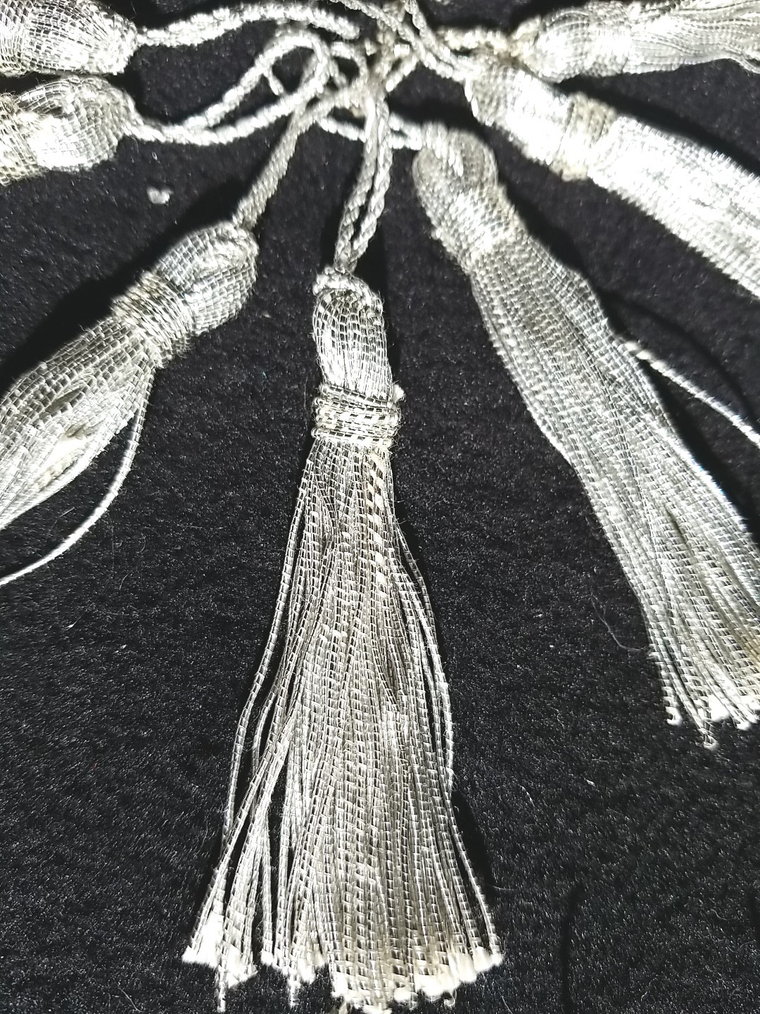 Silver TASSEL LOT Metallic 12 Pcs 4 1/4" Long w/ Cord Loop