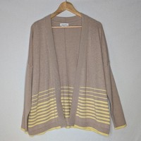 White Stuff Cotton Linen Cardigan UK 12 |New Without Tags |Beige & Yellow Stripe