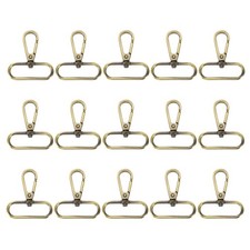 15Pcs Swivel Clasps, 1.5" Oval Ring Lobster Claw Push Gate Snap Hook, Brass