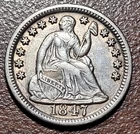 1847 Seated Liberty Half Dime VF+ Original Toning Problem Free 19th C Type Coin
