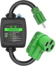 Surge Protector 50 Amp to 110 Volt RV Adapter Cord with Overload Protection