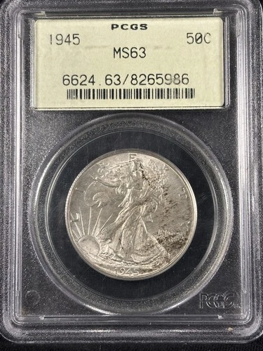 1945 Walking Liberty Half Dollar 50c PCGS MS63 OGH Rattler Holder