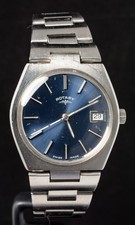 Rotary blaues Zifferblatt Herren Handaufzug Vintage Schweizer Uhr -- funktioniert