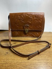 Patricia Nash Lanza Tan Leather Crossbody Purse Bag Florence Tooled Convertible