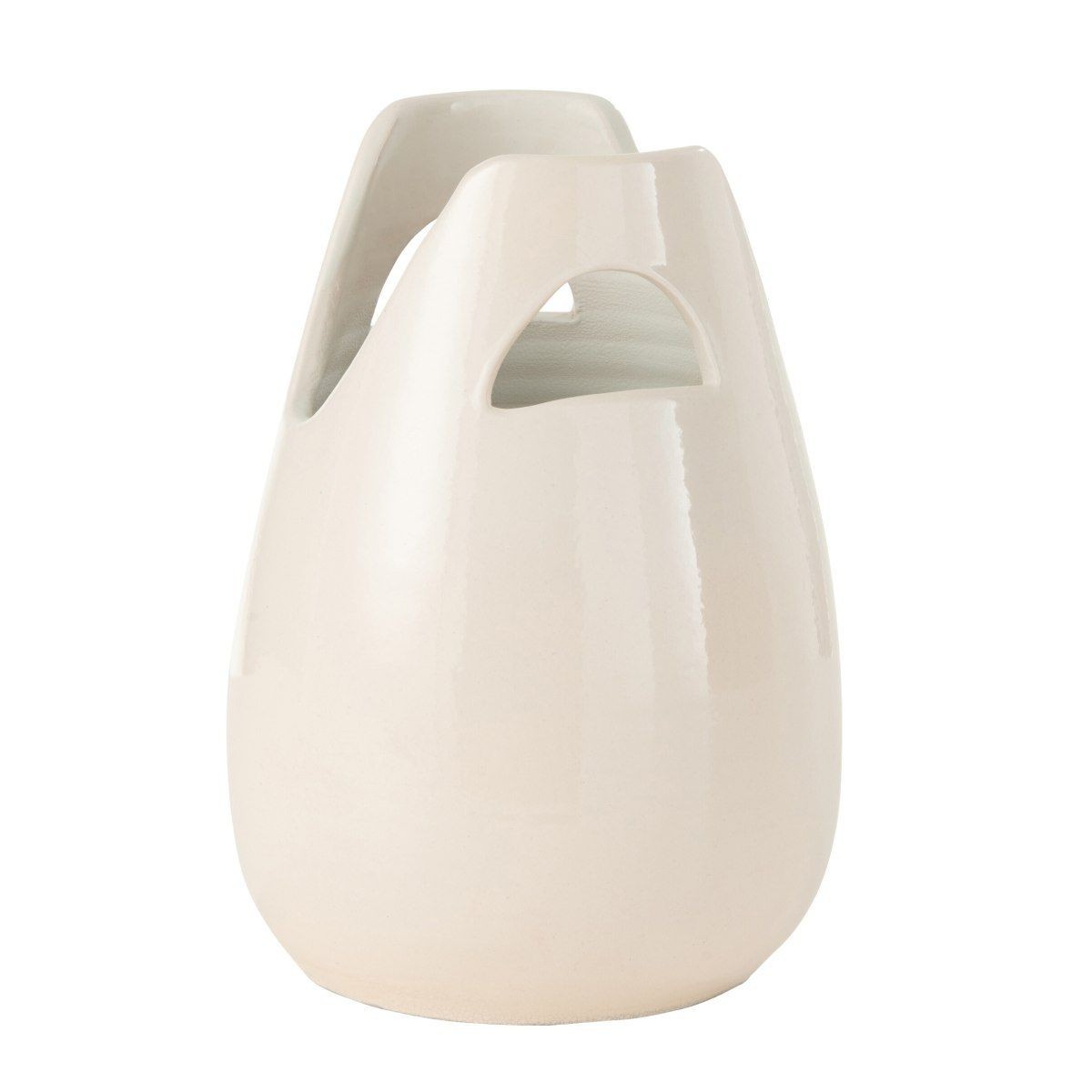 Vase Déco avec Anses Pure Nature 30cm blanc pour sublimer un meuble vide sans surcharger