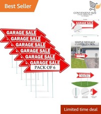 Garage Sale Arrows Yard Sign Double Sided Stakes Large 16x5 Inch Red Pack of ...