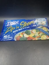 (1) 10 COUNT Ziploc Zip 'n Steam Microwave Cooking Bags Ready Meals 2-4 Servings