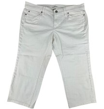 Ann Taylor Loft Womens White Original Crop Capri Pants Sz 12P Cotton/Spandex NWO