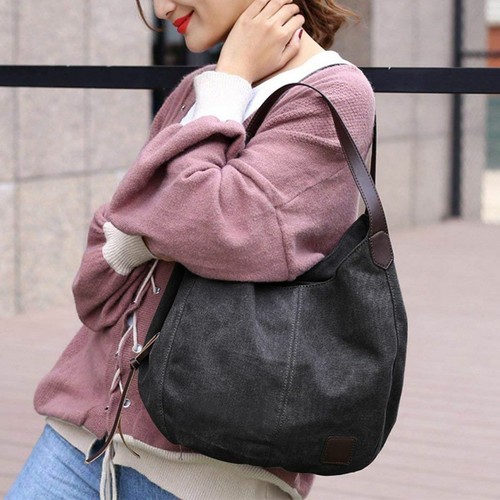 Women Canvas Handbag Shoulder Bags Large Tote Purse Travel Messenger Hobo Bag - Picture 8 of 16