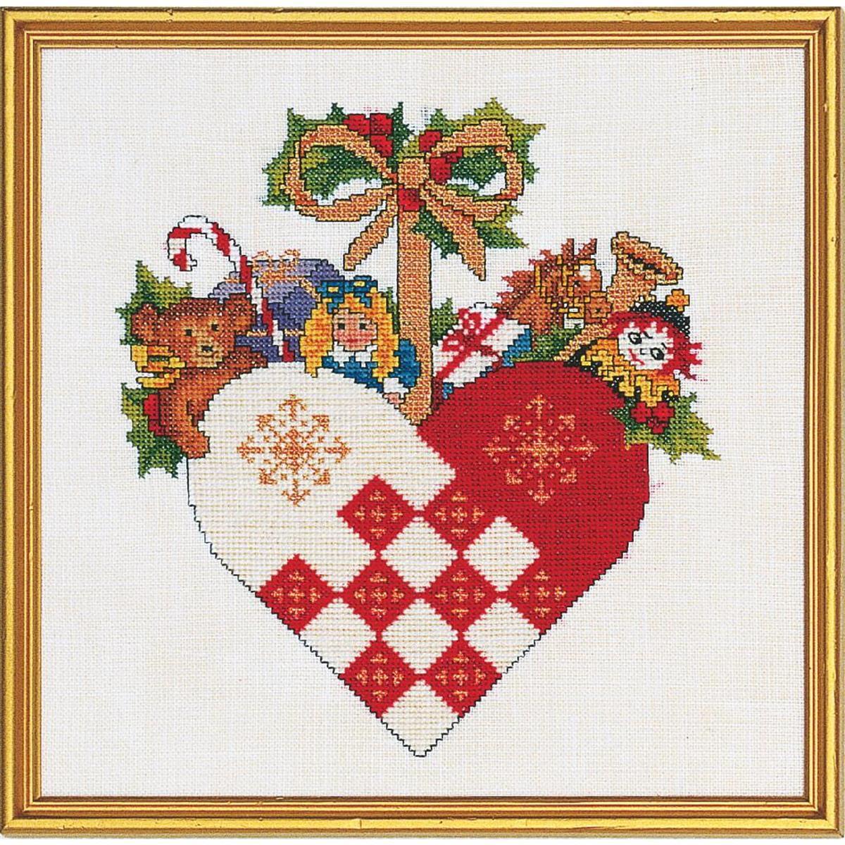 Eva Rosenstand counted cross stitch kit ""Heart with toys"", 25x25cm, DIY